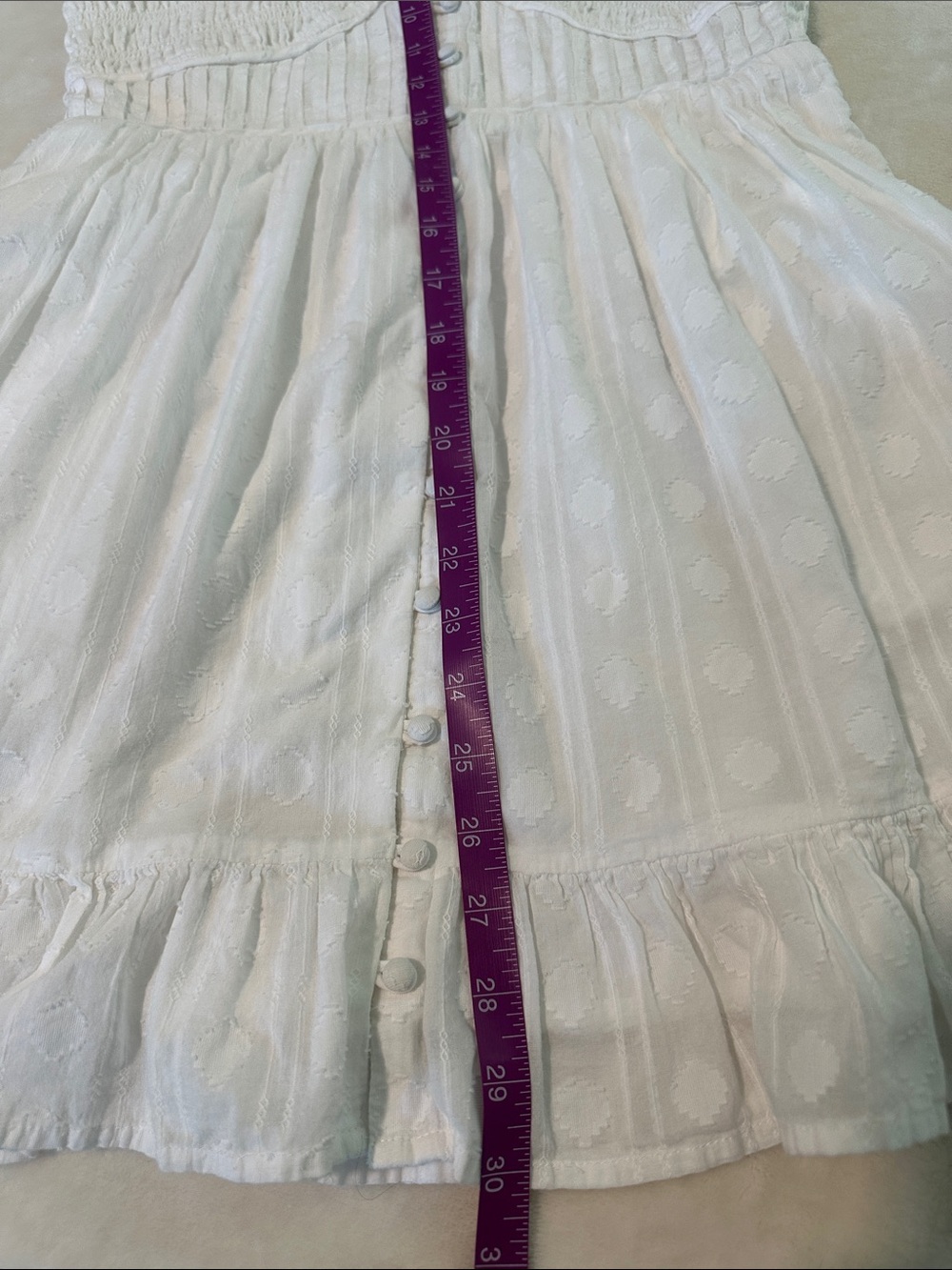 Anthropologie White Eyelet Ruffled Button-Front Dress - Picture 7 of 7